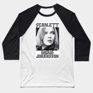 scarlett ingrid johansson hand drawing graphic design and illustration by ironpalette Baseball T-Shirt